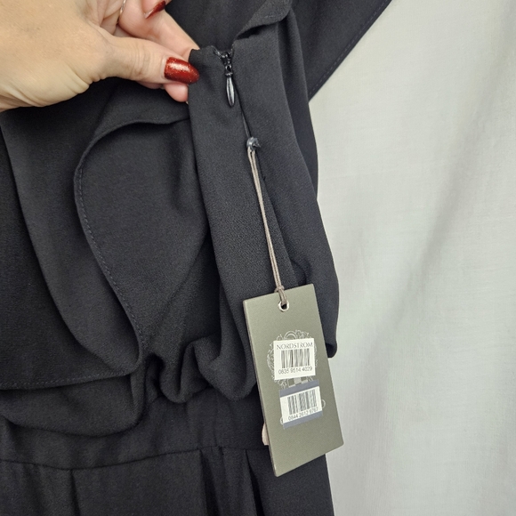 Vince‎ Camuto Black Jumpsuit Sz 10 Off Shoulder Classic Preppy Minimalist - Picture 6 of 7